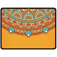 Mandala Orange Fleece Blanket (large) by goljakoff