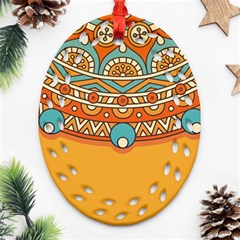 Mandala Orange Oval Filigree Ornament (two Sides)