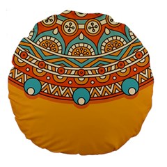 Mandala Orange Large 18  Premium Round Cushions by goljakoff