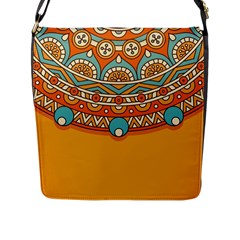 Mandala Orange Flap Closure Messenger Bag (l) by goljakoff