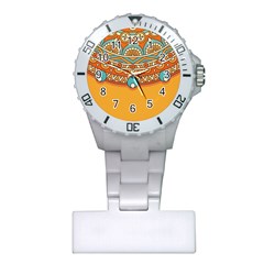 Mandala Orange Plastic Nurses Watch by goljakoff