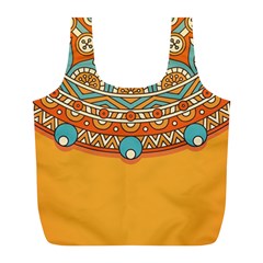 Mandala Orange Full Print Recycle Bag (l) by goljakoff