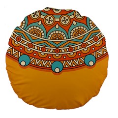 Mandala Orange Large 18  Premium Flano Round Cushions by goljakoff