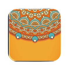 Mandala Orange Square Metal Box (black) by goljakoff