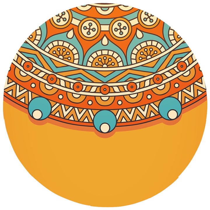 Mandala orange Wooden Puzzle Round