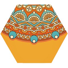 Mandala Orange Wooden Puzzle Hexagon by goljakoff