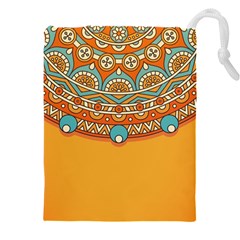 Mandala Orange Drawstring Pouch (5xl) by goljakoff