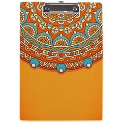 Mandala Orange A4 Acrylic Clipboard by goljakoff