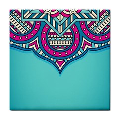 Mandala Blue Tile Coaster by goljakoff