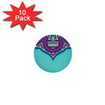 Mandala blue 1  Mini Buttons (10 pack)  Front