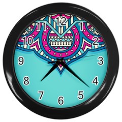 Mandala Blue Wall Clock (black) by goljakoff