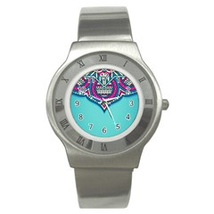 Mandala Blue Stainless Steel Watch by goljakoff