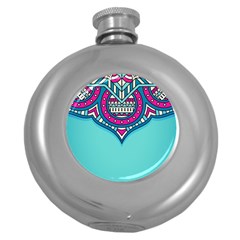 Mandala Blue Round Hip Flask (5 Oz) by goljakoff