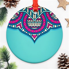 Mandala Blue Round Ornament (two Sides)