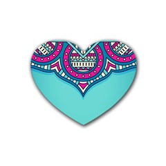 Mandala Blue Rubber Heart Coaster (4 Pack) by goljakoff