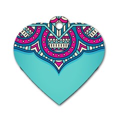 Mandala Blue Dog Tag Heart (one Side) by goljakoff