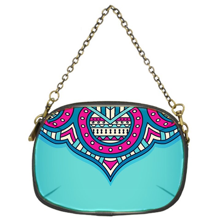 Mandala blue Chain Purse (One Side)