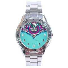 Mandala Blue Stainless Steel Analogue Watch by goljakoff