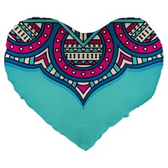 Mandala Blue Large 19  Premium Heart Shape Cushions by goljakoff