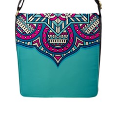 Mandala Blue Flap Closure Messenger Bag (l) by goljakoff