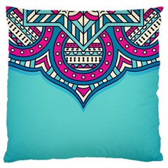 Mandala Blue Standard Premium Plush Fleece Cushion Case (one Side) by goljakoff