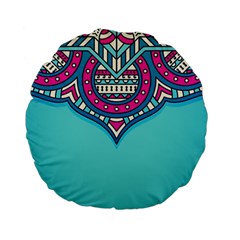 Mandala Blue Standard 15  Premium Flano Round Cushions by goljakoff