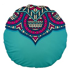 Mandala Blue Large 18  Premium Flano Round Cushions by goljakoff