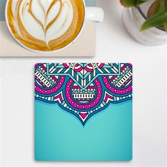 Mandala Blue Uv Print Square Tile Coaster  by goljakoff