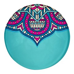 Mandala Blue Round Glass Fridge Magnet (4 Pack) by goljakoff