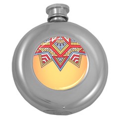 Mandala Sun Round Hip Flask (5 Oz) by goljakoff