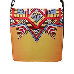 Mandala Sun Flap Closure Messenger Bag (l) by goljakoff