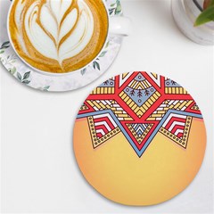 Mandala Sun Uv Print Round Tile Coaster by goljakoff