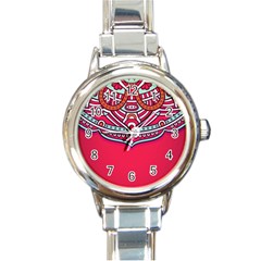 Mandala Red Round Italian Charm Watch by goljakoff