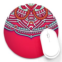 Mandala Red Round Mousepad by goljakoff