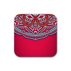 Mandala Red Rubber Coaster (square) by goljakoff