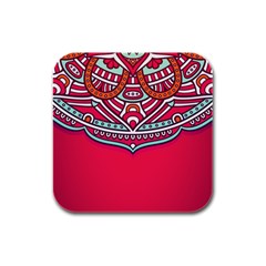 Mandala Red Rubber Square Coaster (4 Pack) by goljakoff