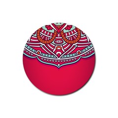 Mandala Red Rubber Coaster (round) by goljakoff