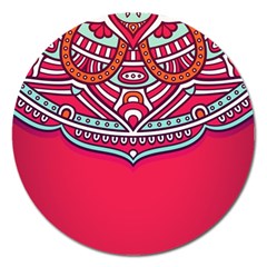 Mandala Red Magnet 5  (round) by goljakoff