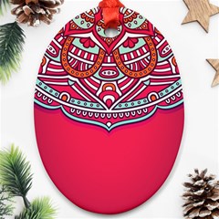 Mandala Red Oval Ornament (two Sides)