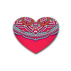 Mandala Red Rubber Coaster (heart) by goljakoff