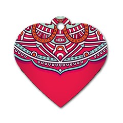 Mandala Red Dog Tag Heart (two Sides) by goljakoff