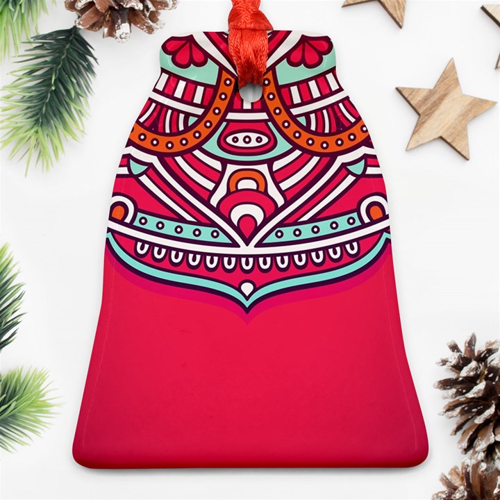 Mandala red Bell Ornament (Two Sides)