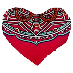 Mandala Red Large 19  Premium Heart Shape Cushions by goljakoff