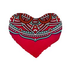 Mandala Red Standard 16  Premium Flano Heart Shape Cushions by goljakoff