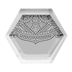 Mandala red Hexagon Wood Jewelry Box Front