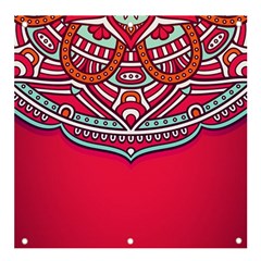 Mandala Red Banner And Sign 4  X 4  by goljakoff