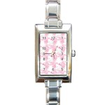 Hello Kitty Pattern, Hello Kitty, Child, White, Cat, Pink, Animal Rectangle Italian Charm Watch Front