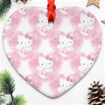 Hello Kitty Pattern, Hello Kitty, Child, White, Cat, Pink, Animal Ornament (Heart) Front