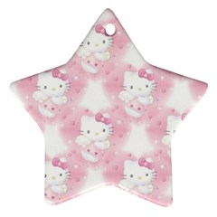 Hello Kitty Pattern, Hello Kitty, Child, White, Cat, Pink, Animal Ornament (star) by nateshop