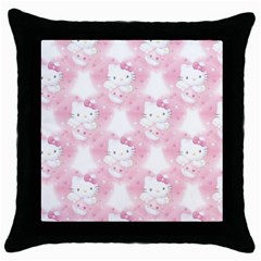 Hello Kitty Pattern, Hello Kitty, Child, White, Cat, Pink, Animal Throw Pillow Case (black) by nateshop